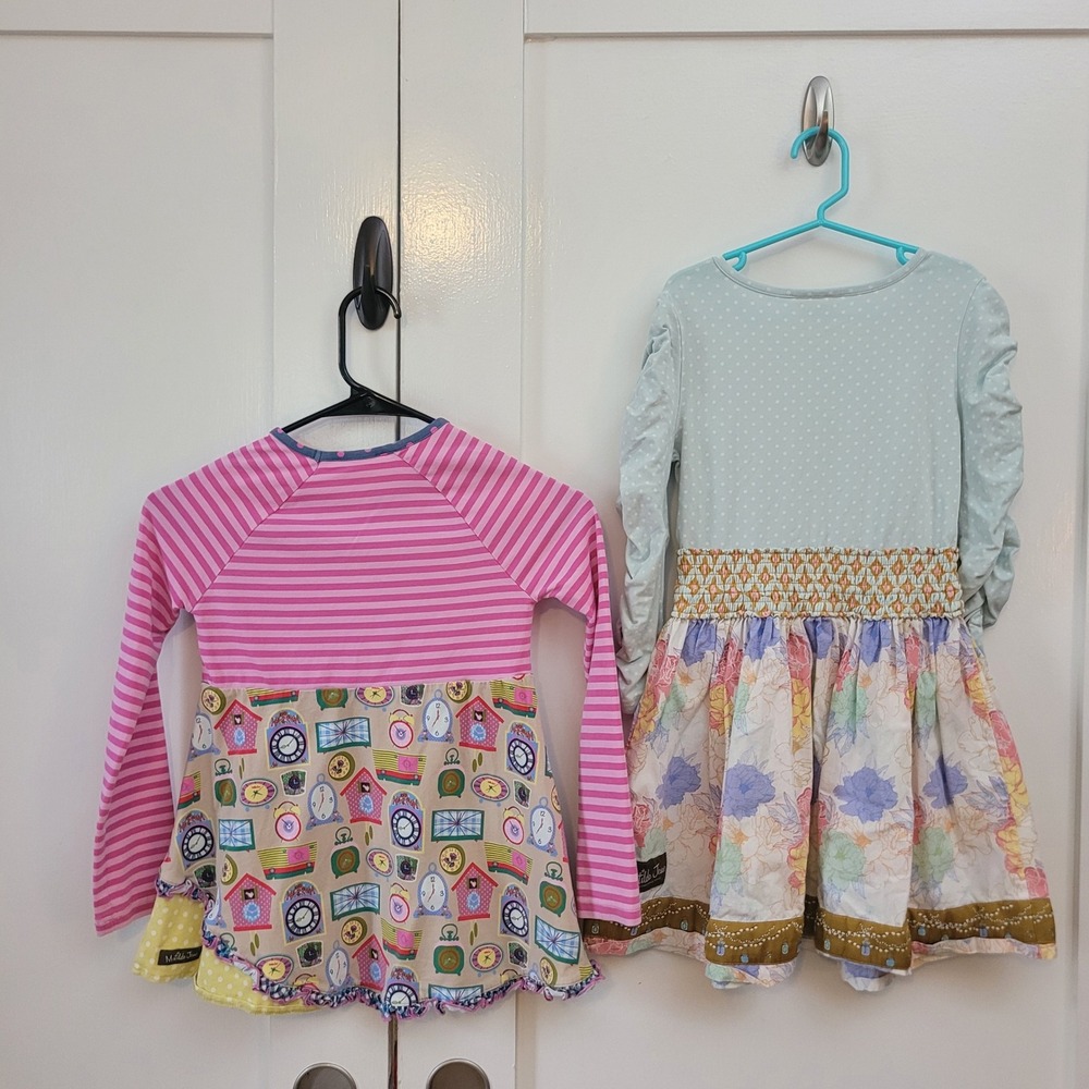 Matilda Jane Lot of 2 Size 8 Dress Girls Long Sleeve Floral Polka Dot Boho - Picture 2 of 9